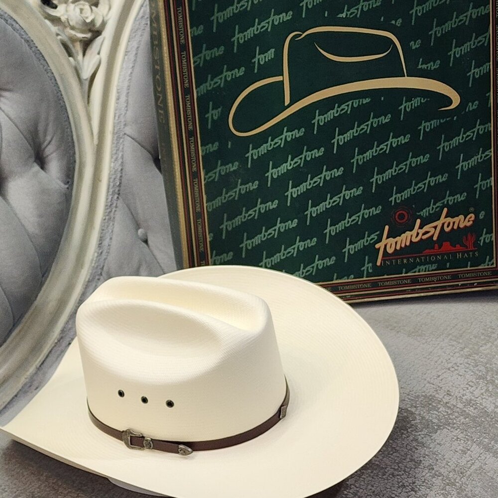 Cowboy Hat Tombstone Maverick Western Ivory White Royalty Plus Wear w Box Size 7 - Picture 14 of 14